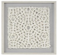 24" Framed White Textured Plastic Square Wall Art