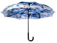 42" Blue and Brown Cats and Dogs Reverse Umbrella