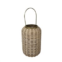 11" Brass and Rattan Lantern