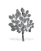 33" Whitewashed and Gray Leafy Branch Metal Wall Art Plaque