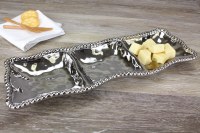 5x15" Silver 3 Compartment Beaded Dish by Pampa Bay