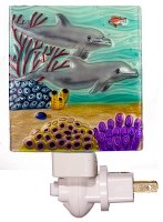 4" Square Glass Dolphin Paradise Night Light