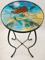 24" Round Moonlight Mermaid Glass Table