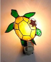 6" Yellow and Green Glass Sea Turtle Night Light