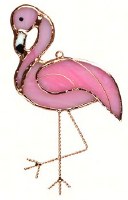 7" Pink Glass Flamingo Suncatcher