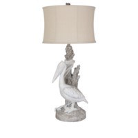 38" Distressed White Finish Pelican Lamp