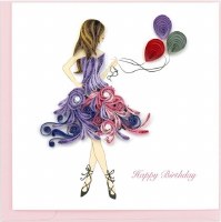 6x6" Quilling Birthday Girl Greeting Card