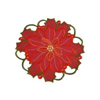 7.5" Round Red Poinsettia Table Mat