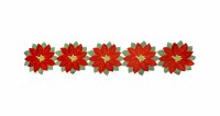 72" Red Poinsettia Green Leaves Runner