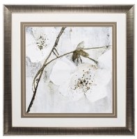 30" Square Hanging White Flower Blooms Framed Print Under Glass