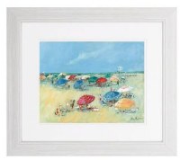 20" x 23"  Beach Umbrellas Framed Print Under Glass 2