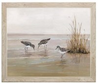 19" x 23" Three Sandpipers on Beach Framed Print Under Glass