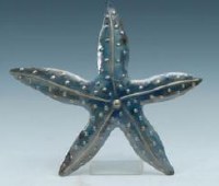 16" Blue Metal Starfish Coastal Plaque