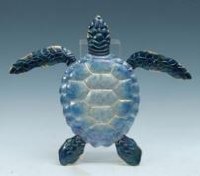 19" Blue Sea Turtle Coastal Metal Wall Art Plaque