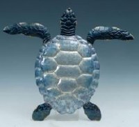 25" Blue Metal Sea Turtle Plaque