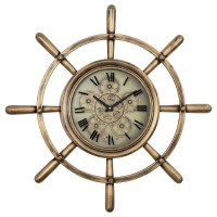 27" Round Metallic Ship's Wheel Gear Clock