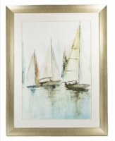 Blue Sailboat 3 Framed Under Glass