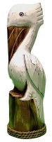 14" White and Brown Wood Pelican on Piling