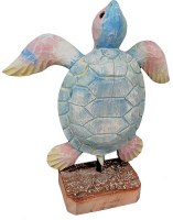 12" Multicolor Wood Turtle on Stand