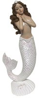 8" White Polyresin Mermaid With Cheek in Hand