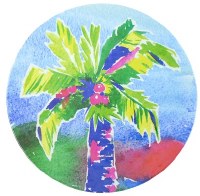 11" Round Multicolor Melamine Palm Plate