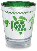 1.5 Oz Silver and Green Turtle Shot Glass