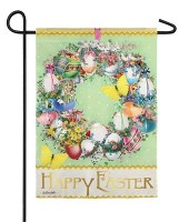 18" x 13" Mini Happy Easter Wreath Garden Flag