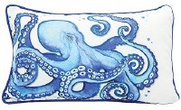 10" x 16" Blue Octopus Pillow