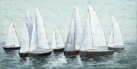 30" x 60" White Sailboat Regatta Wood Plaque