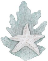 11" Seafoam and Gray Wood Starfish on Reef Plaque