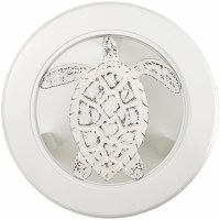 19" Round White Sea Turtle End Table