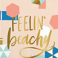 5" Square Feelin Beachy Foil Paper Beverage Napkins