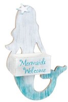 16" Wood Mermaids Welcome Wall Treasure Box