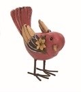 3" Red Bird With Flower