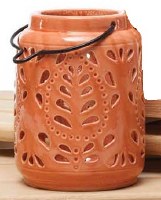 7" Peach Ceramic Openwork Lantern