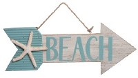 14" Aqua Beach Wood Arrow Plaque