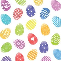 5" Square Multicolor Easter Eggs Paper Beverage Napkins