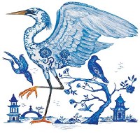5" Square Blue Emperor's Egret Paper Beverage Napkins
