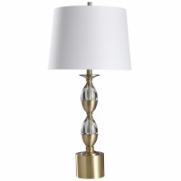 32" Brass & Glass Column Lamp