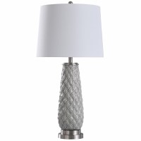 32" Gray and  Blue Diamonds Lamp