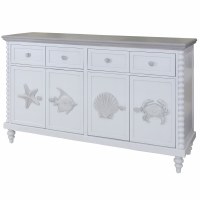 60" Gray 4 Drawer and Door Sea Life Credenza