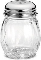 6 oz Clear Glass Cheese Shaker With Metal Top