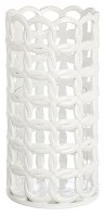 10" White Ceramic Rope Pattern Hurricane With Glass