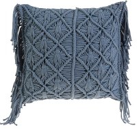 18" Square Blue Macrame Decorative Pillow