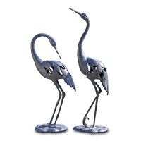 Pair of 23" LED Gray Metal Herons