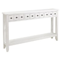60" Off White Finish 4 Door with Shelf Console Furniture