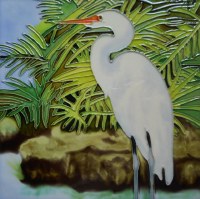 8" Square Egret Ceramic Tile