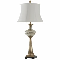 38" Distressed Gold Finish Column Table Lamp