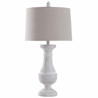 30" Whitewashed Table Lamp With Beige Shade