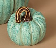 3.5" Small Teal Polyresin Pumpkin Fall and Thanksgiving Decoration